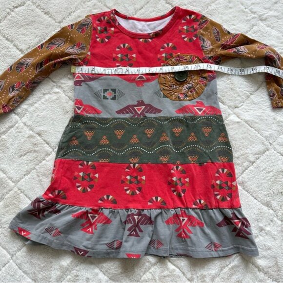 Jelly The Pug | Red & Gray Feather Aztec Tribal Cameron Knit Dress | Size 5 - Picture 9 of 10